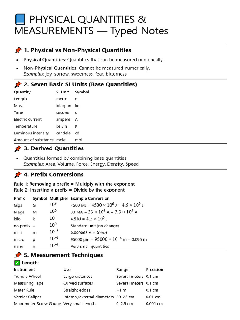 Physical Quantities and Measurement Guide | PDF | International System ...