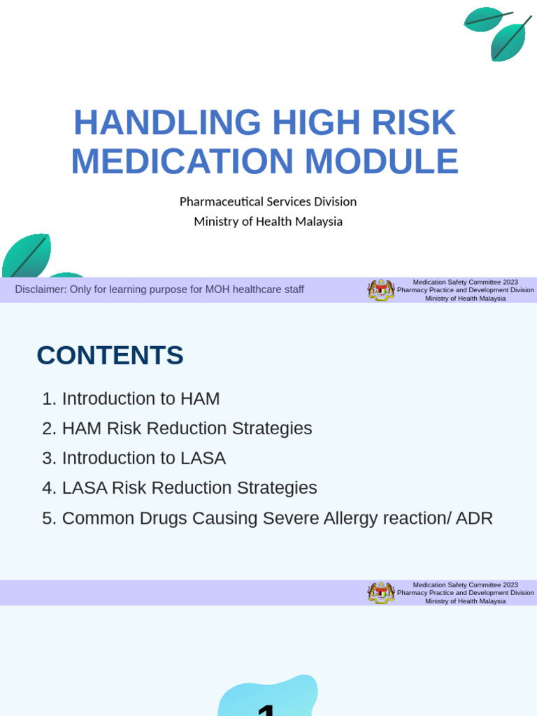 Handling High Risk Medication | PDF | Medical Prescription | Pharmacy