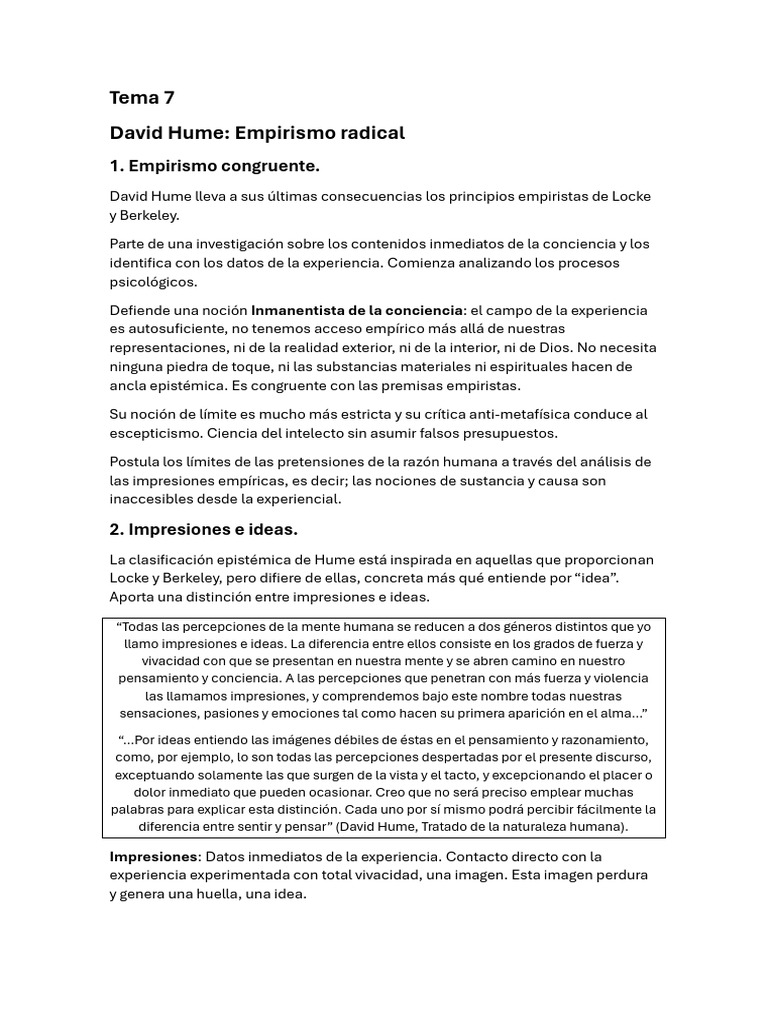 Empirismo radical de David Hume | PDF | David Hume | Causalidad