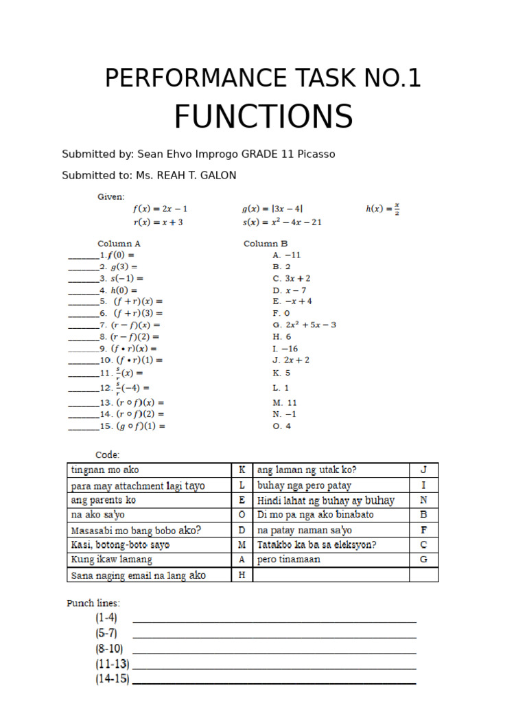 Performance Task No | PDF