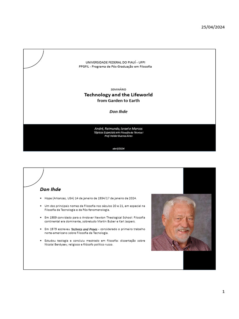 Don Ihde: Tecnologia e Lifeworld | PDF | Fenomenologia (Filosofia)