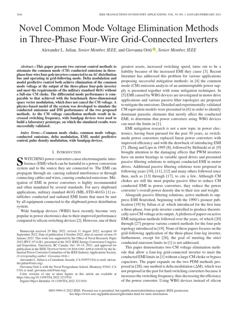 Common Mode Voltage Mitigation in Inverters | PDF | Power Inverter ...