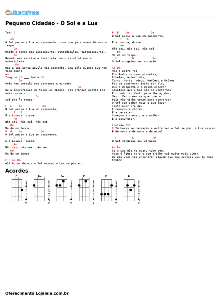 O Sol e a Lua - Letra e Cifras | PDF | Sol | Lua