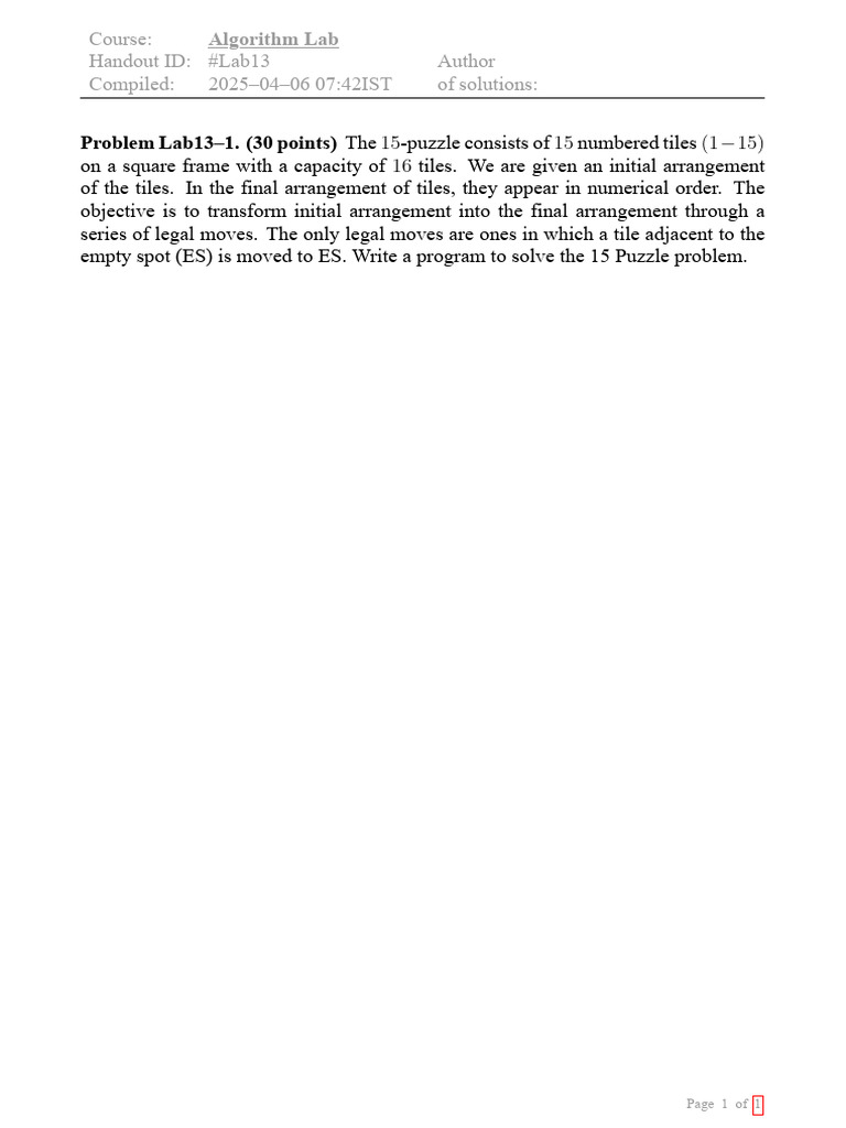 Lab 13 Branch and Bound | PDF