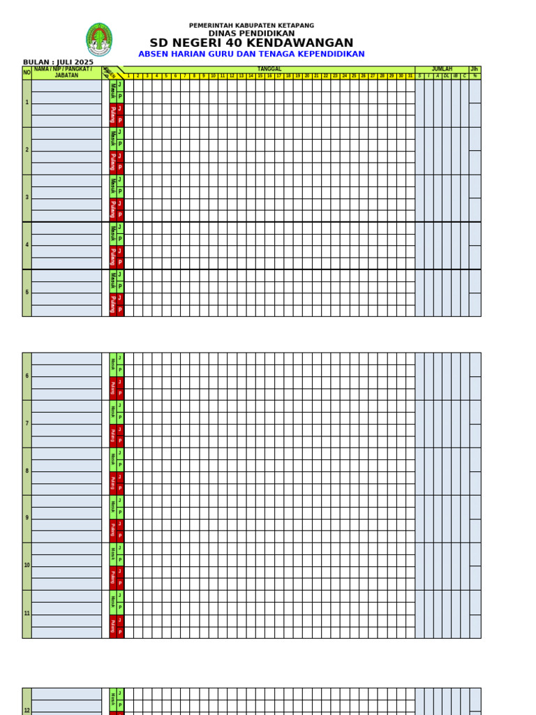Absen Harian GTK Juli 2025 | PDF