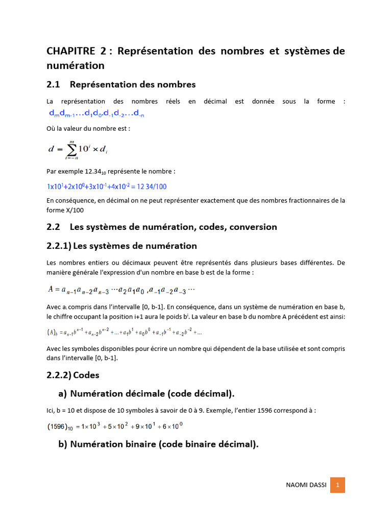 Systèmes de numération et conversions | PDF | Théorie des nombres ...