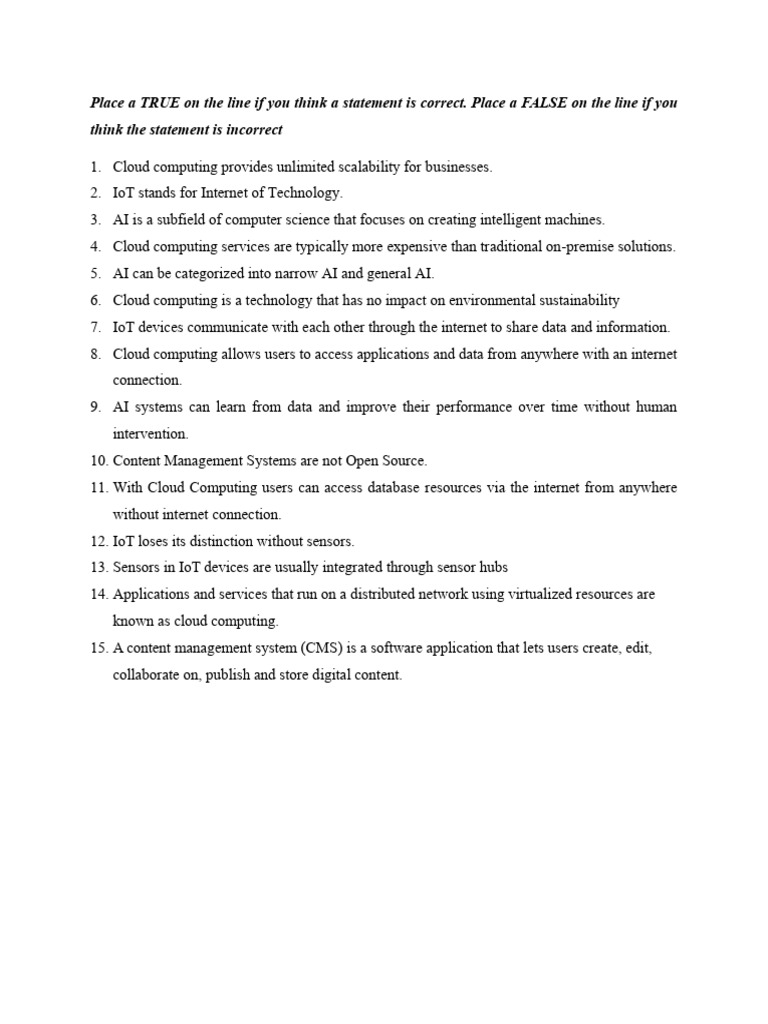 Cloud Computing and AI Assessment Key | PDF | Cloud Computing ...