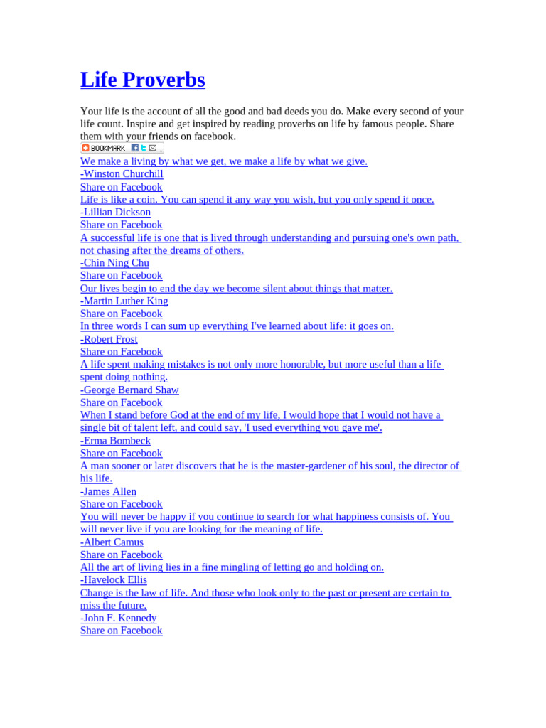 Inspiring Life Proverbs Collection | PDF