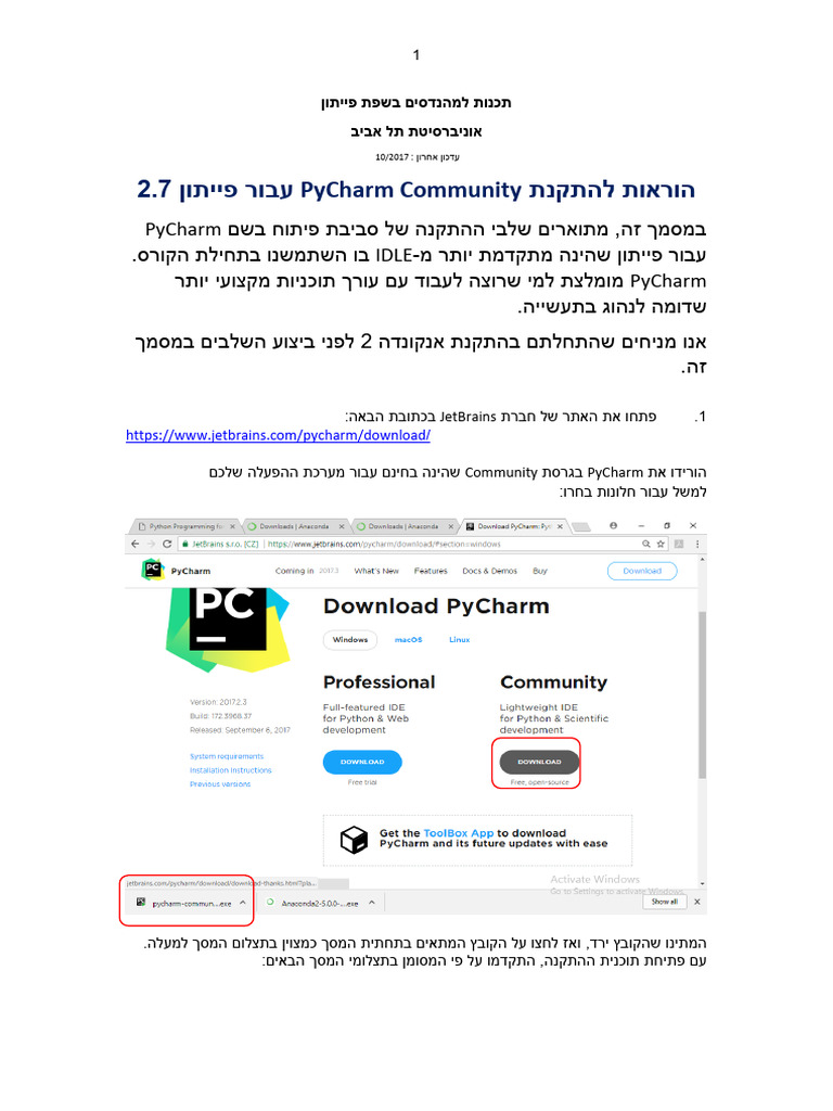 PyProg - Instructions For Installing PyCharm | PDF