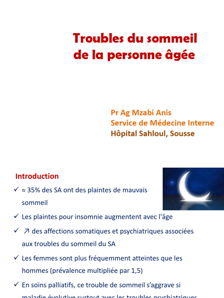 Troubles du sommeil chez les personnes âgées | PDF | Sommeil | Insomnie