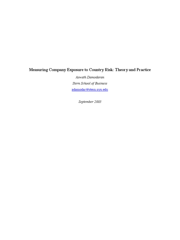 Assessing Company Exposure to Country Risk | PDF | Finance & Money ...