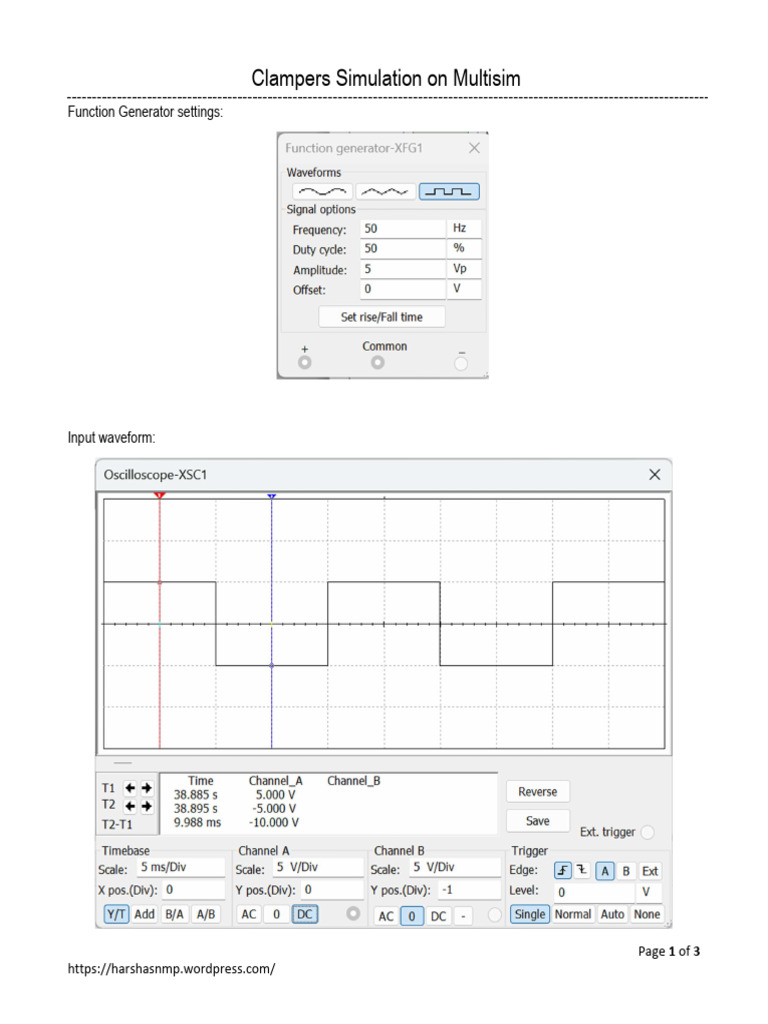 Clamper Circuit Simulations in Multisim | PDF