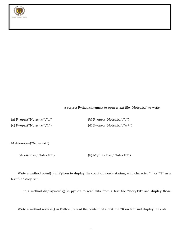 GRD 12 CS Class Test 2 | PDF