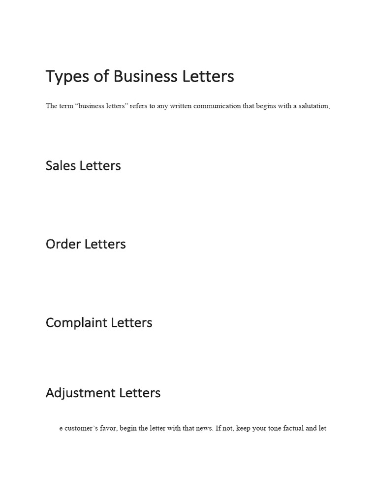 Types of Business Letters Explained | PDF | Employment | Business