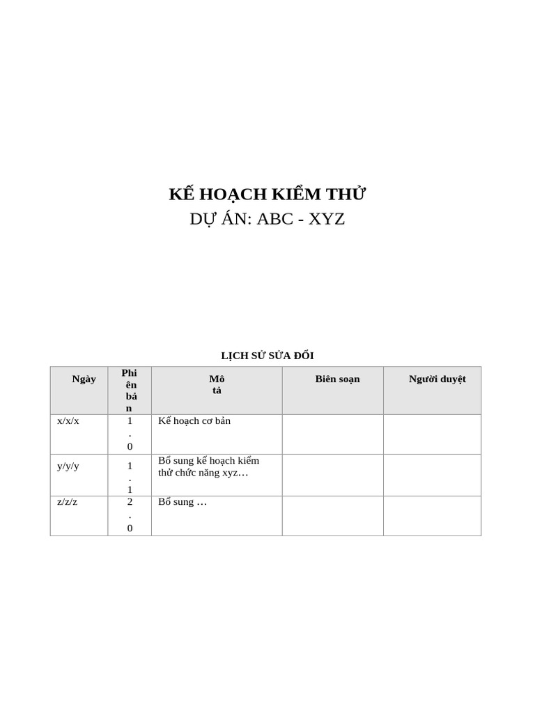 Template TestPlan PDF