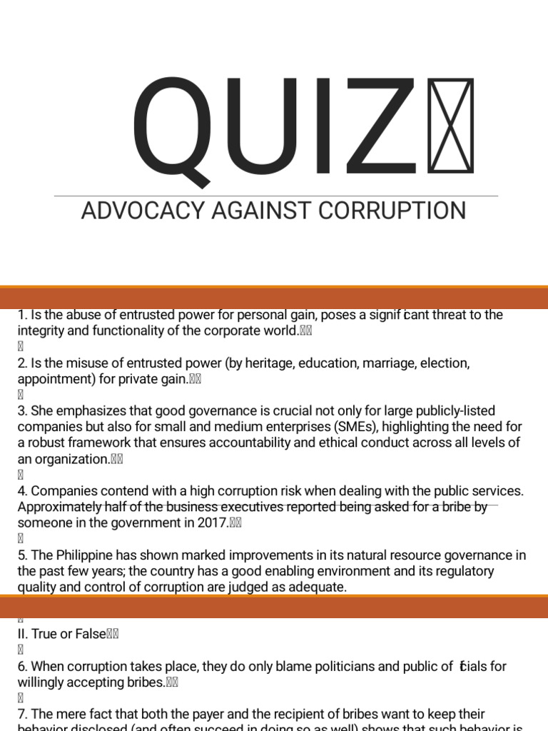 Anti-Corruption Quiz and Advocacy | PDF