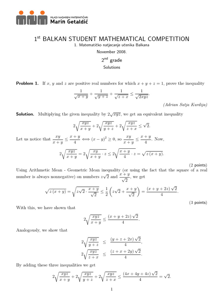 Inequality Proofs in Mathematical Competitions | PDF | Square Root ...