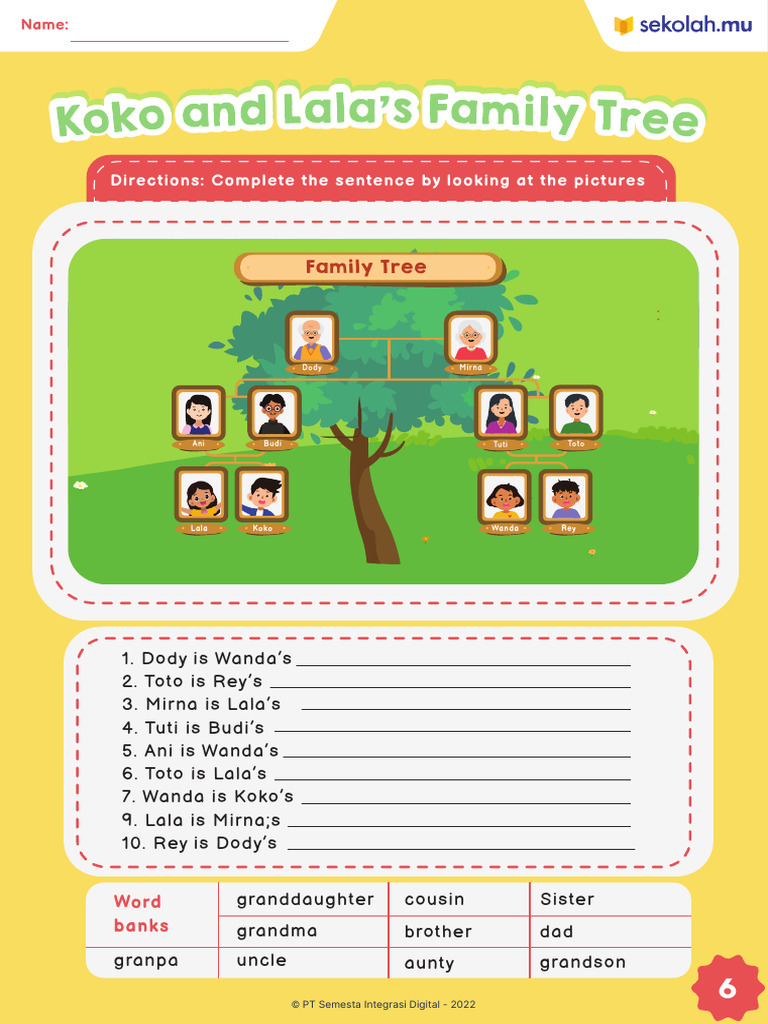Worksheet 1 Koko and Lala's Family Tree - 1 | PDF