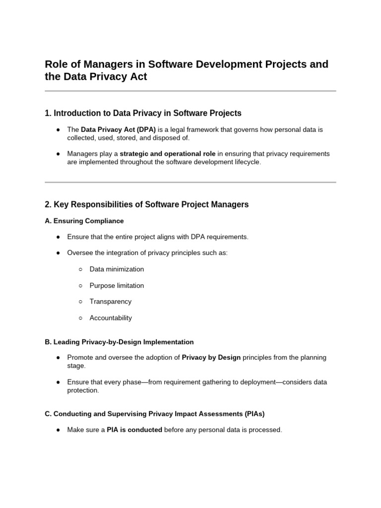 Managers' Role in Data Privacy Compliance | PDF | Privacy | Regulatory ...