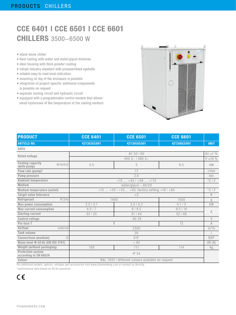 Pfannenberg CCE Chillers Overview | PDF | Electricity | Home Appliance