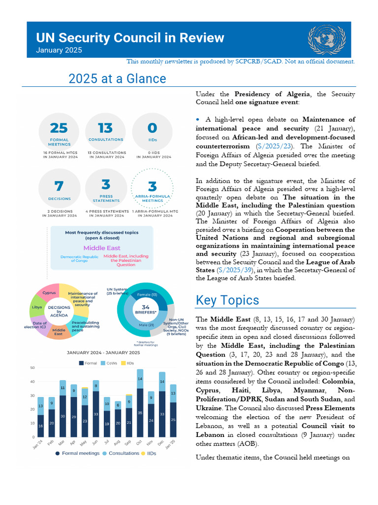January 2025 UN Security Council Summary | PDF | United Nations ...