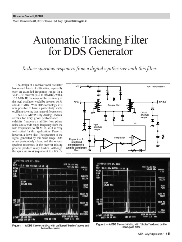 Automatic Tracking Filter For DDS Generator (R. Gionetti I0FDH - QEX ...