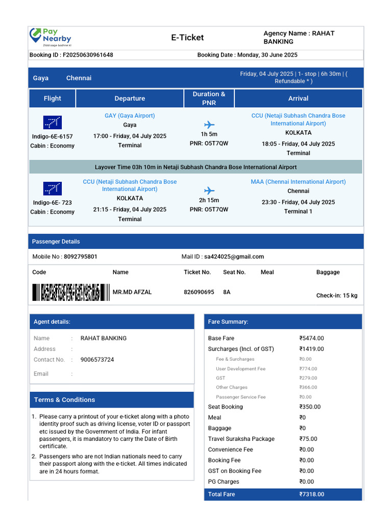 Ticket With Fare F20250630961648 Ticket20250630115815953-1 | PDF | Fee ...