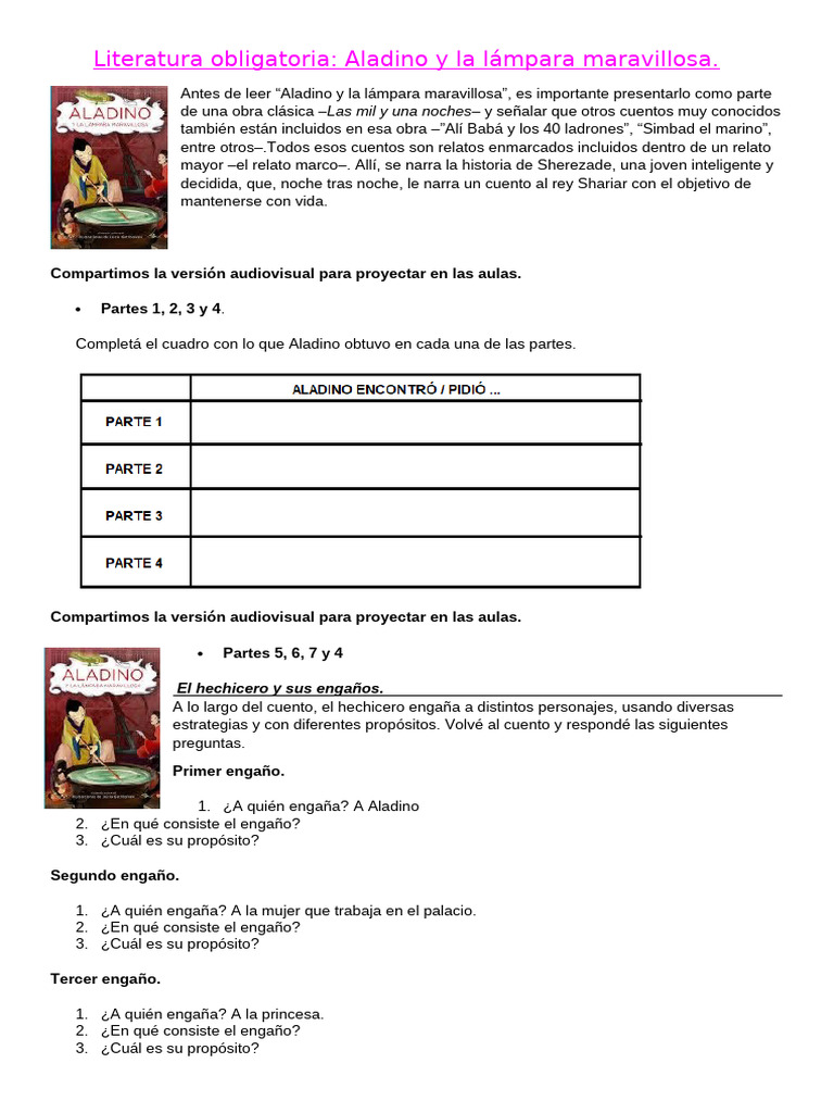 Análisis de Aladino y sus engaños | PDF