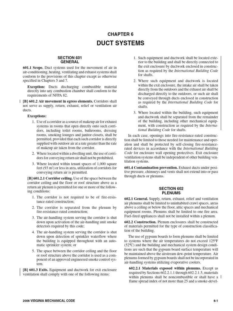 Virginia Mechanical Code: Duct Systems | PDF | Duct (Flow) | Electrical ...