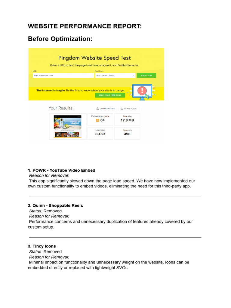 Website Performance Report | PDF