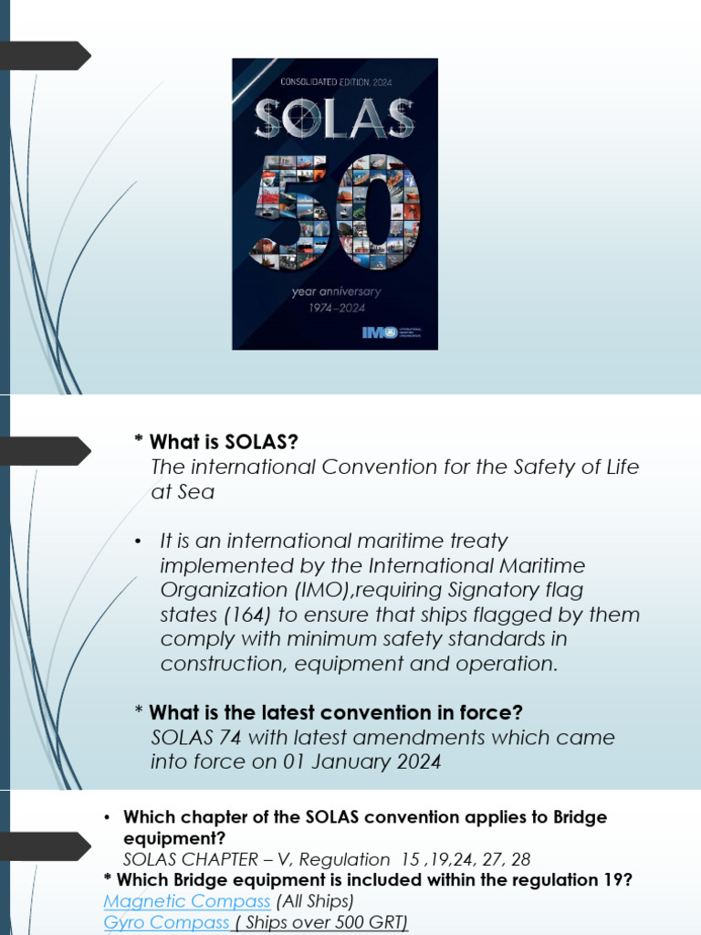 SOLAS Convention Overview and Bridge Equipment | PDF