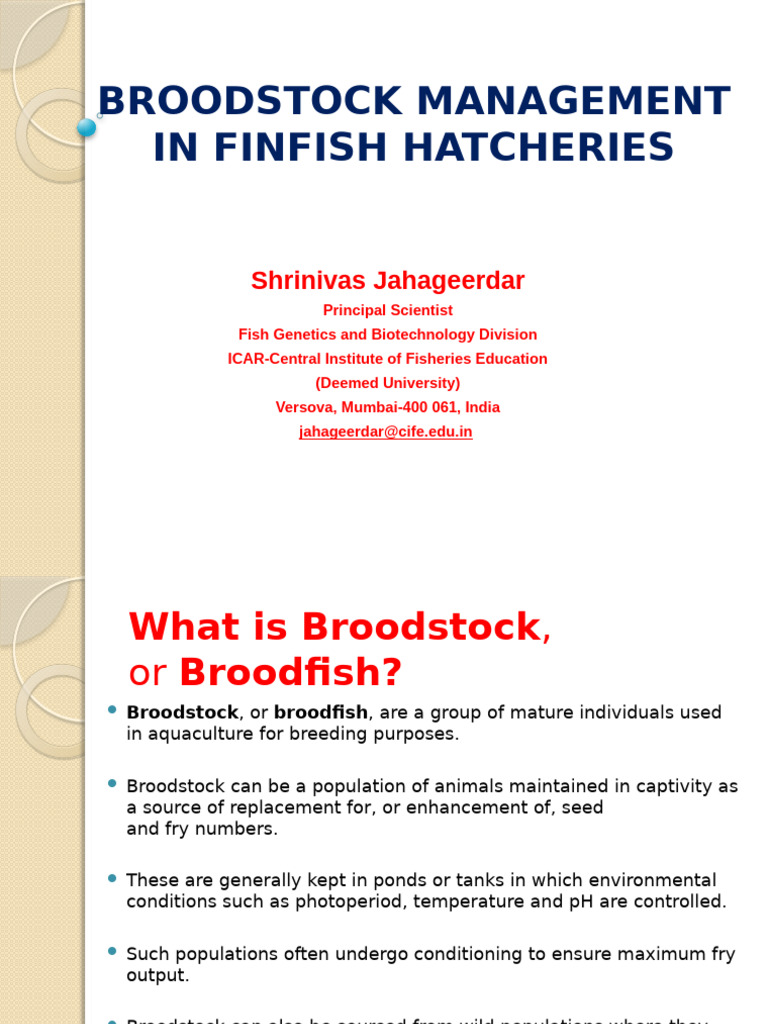 Broodstock ManagementCOF SJ 14-07-2021 | PDF | Inbreeding | Natural ...