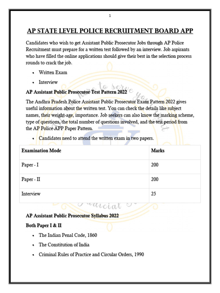 AP Assistant Public Prosecutor Exam Guide | PDF | Prosecutor | Police