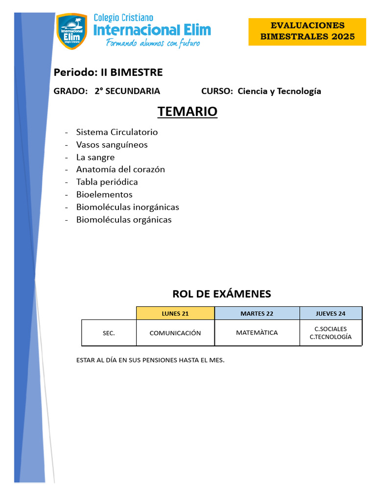 Temario II Bimestre 2° Secundaria | PDF