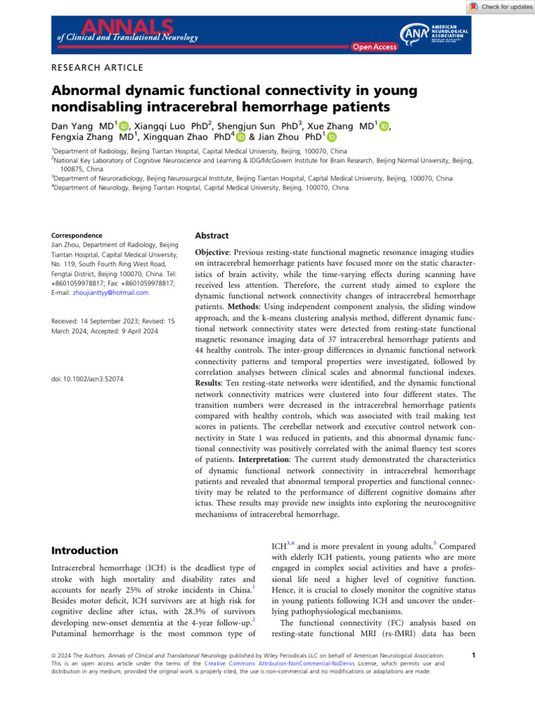 Yang 等 - 2024 - Abnormal Dynamic Functional Connectivity in Young | PDF ...