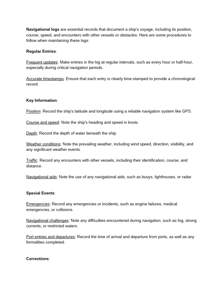 Essential Procedures for Navigational Logs | PDF