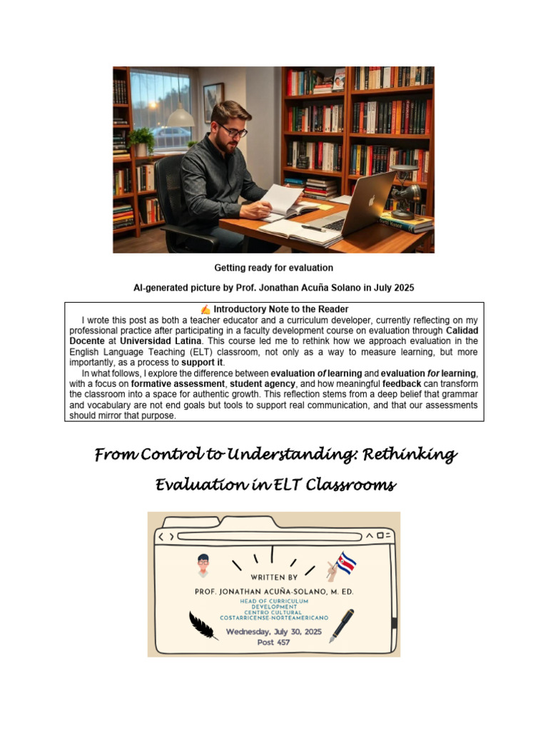 Rethinking Evaluation in ELT Classrooms | PDF | Educational Assessment ...