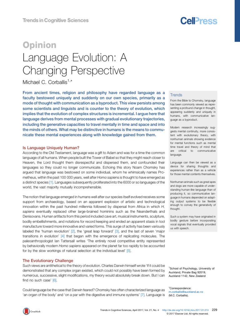 Language Evolution and Human Uniqueness | PDF | Theory Of Mind | Gesture