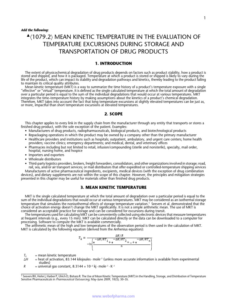 Mean Kinetic Temperature in Drug Storage | PDF | Temperature