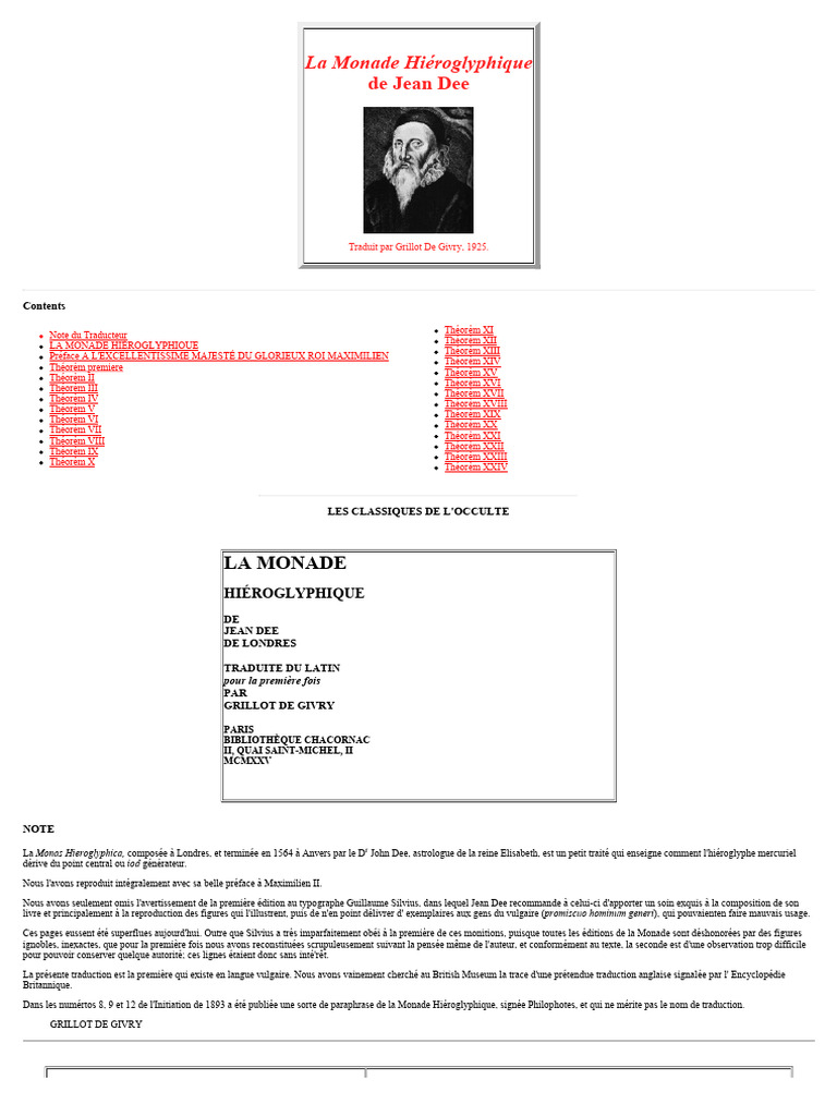 La Monade Hiéroglyphique de Jean Dee | PDF | Kabbale | Dieu