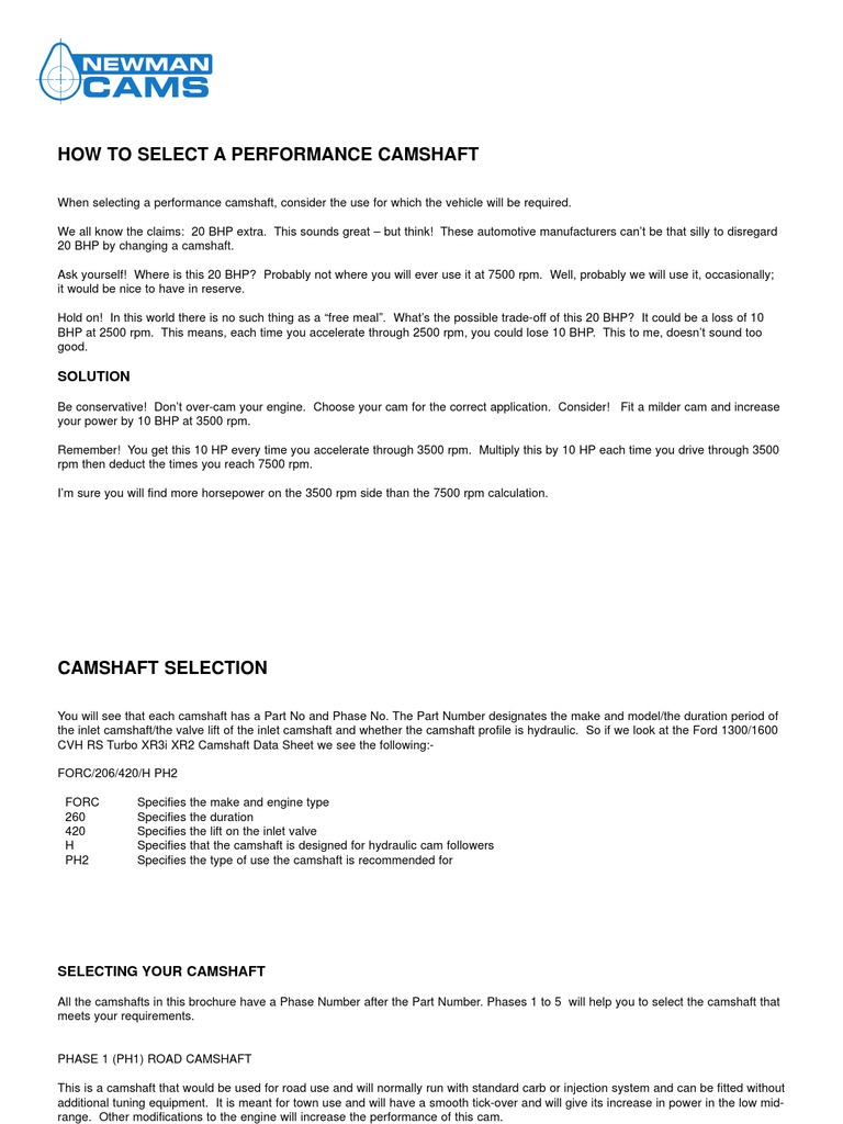 Selecting the Right Performance Camshaft A Guide to Understanding
