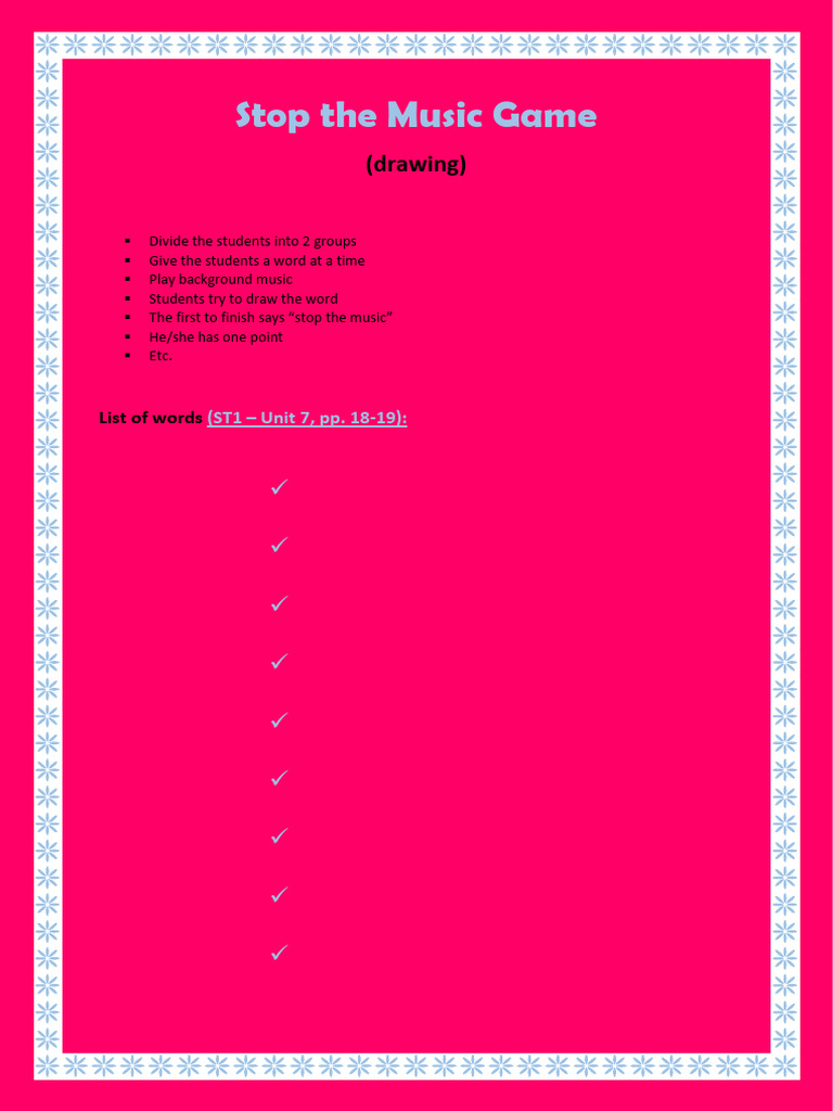 Stop The Music Classroom Activity | PDF