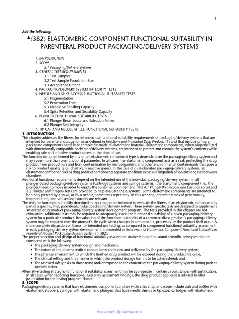 Elastomeric Component Suitability Testing | PDF | Syringe | Injection ...