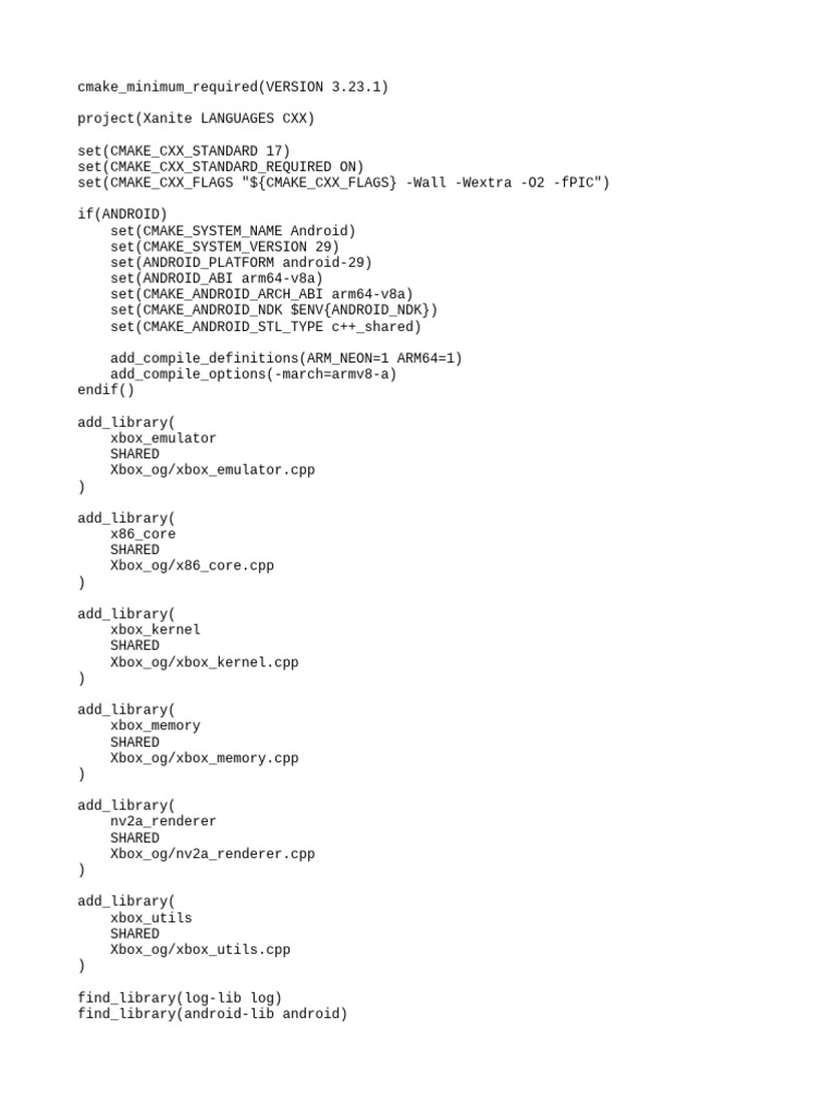 CMake Configuration for Xbox Emulator | PDF