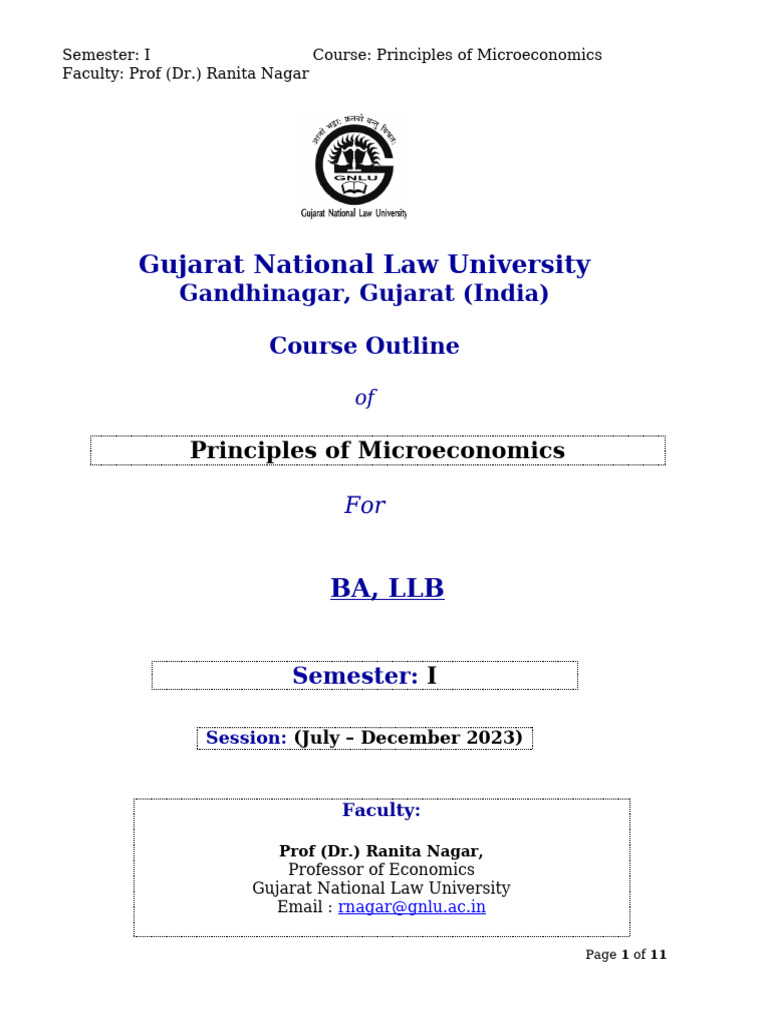 Microeconomics Course Outline for Law Students | PDF | Perfect ...