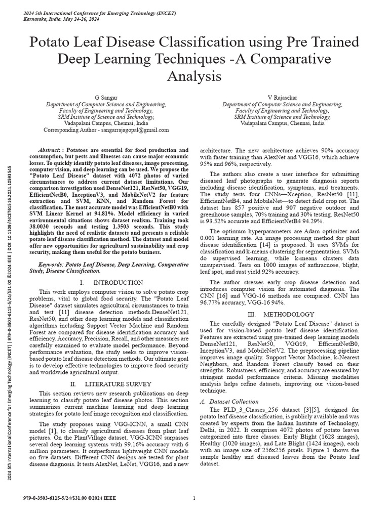 Potato Leaf Disease Detection Study | PDF | Support Vector Machine ...