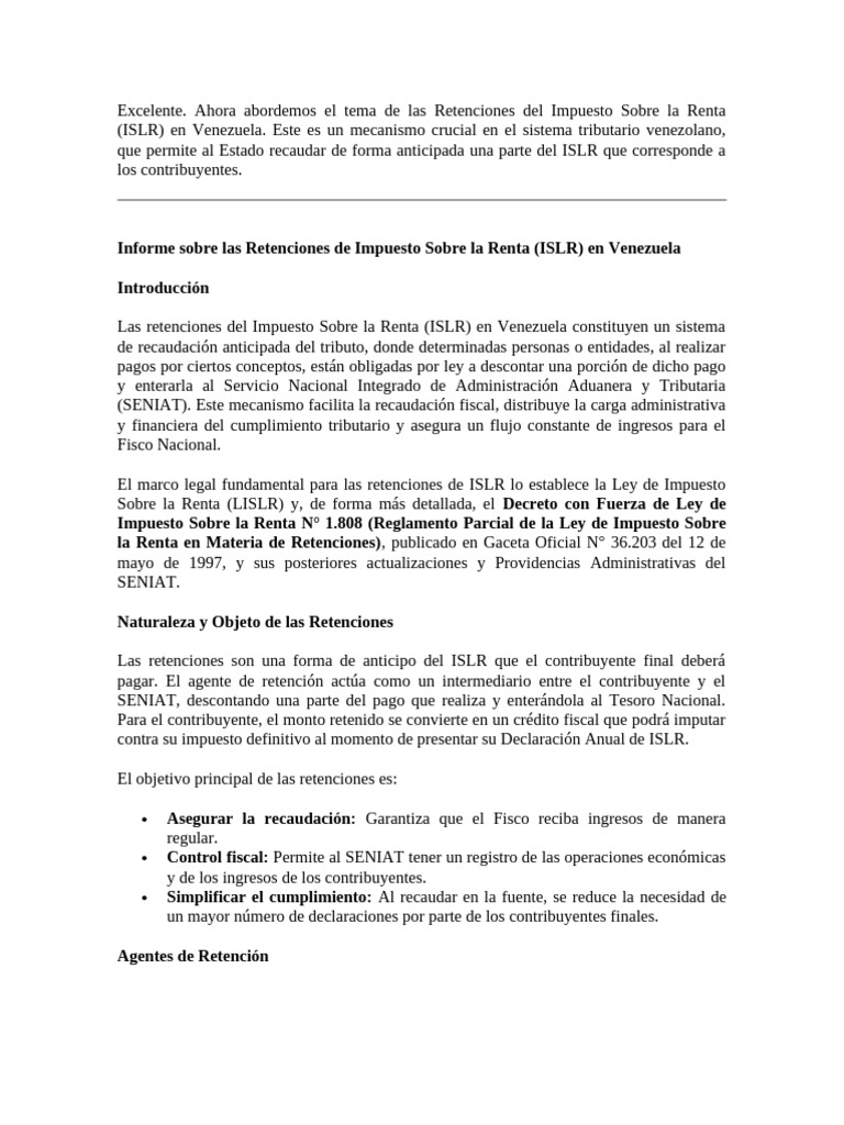 Retenciones de ISLR en Venezuela | PDF | Impuestos | Impuesto sobre la ...