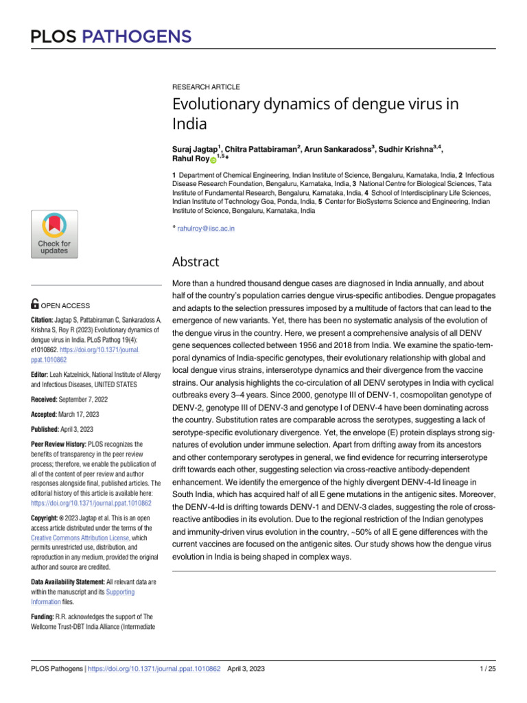 Dengue Virus Evolution in India | PDF | Virus | Infection