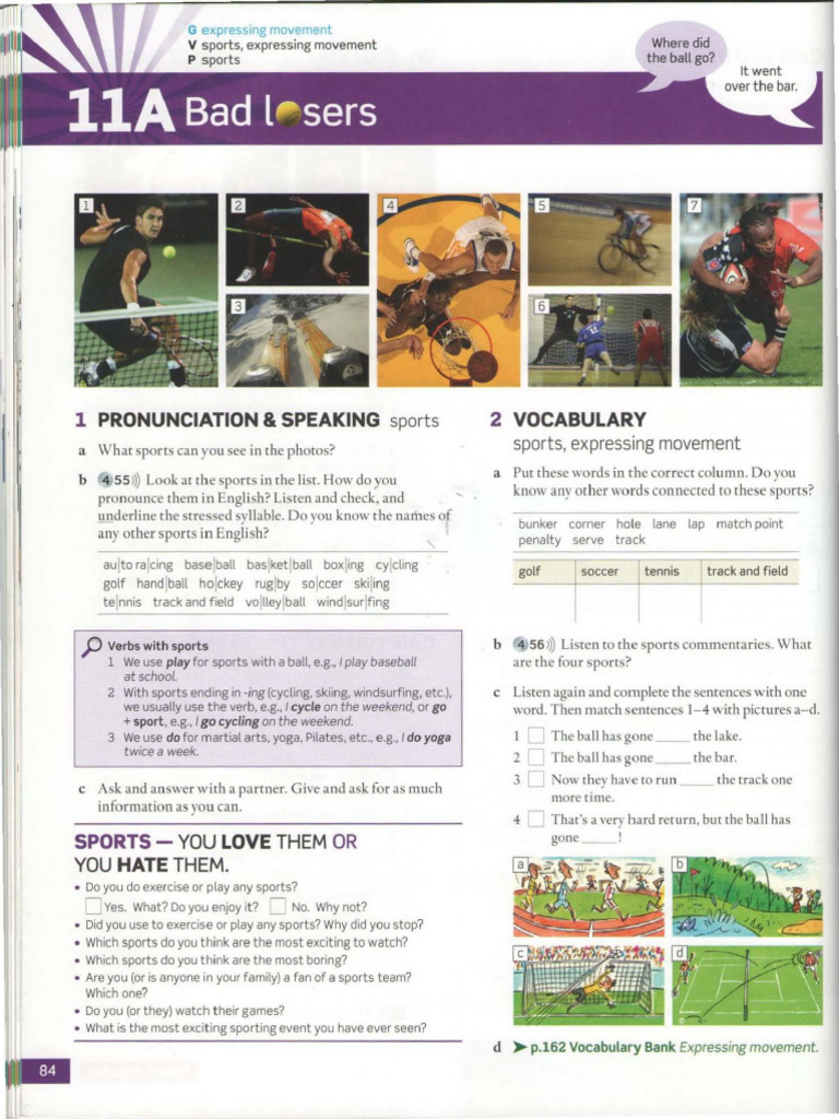 Sports Vocabulary and Expressions Guide | PDF | Verb | Syntax