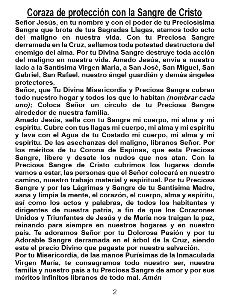 Oraciones a la Sangre de Cristo | PDF | Oración | Cristo (título)